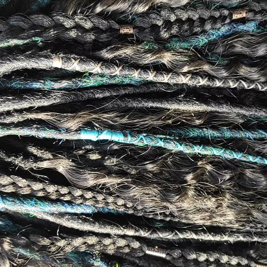 Black and Dark Green Synthetic Dreads with Curls