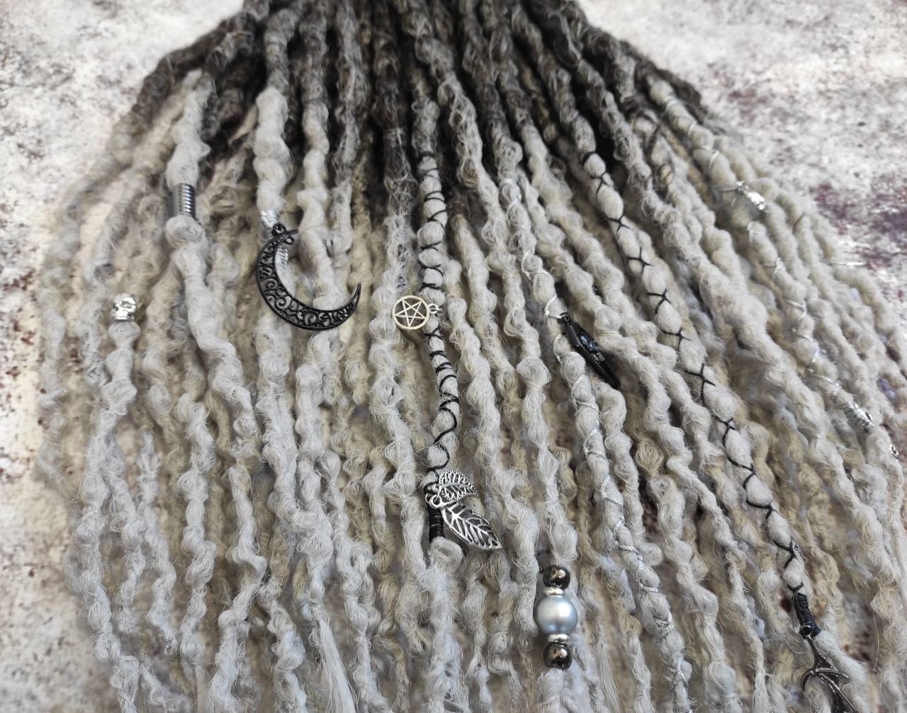 Brown to Grey Ombre Synthetic Dreads.