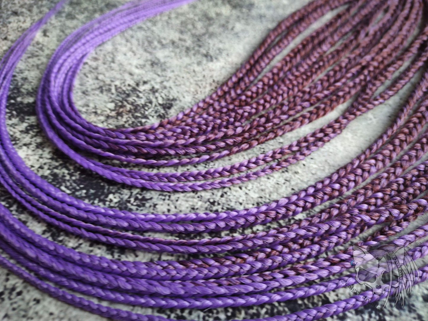 Brown Purple Synthetic Braids on elastic bands for hair