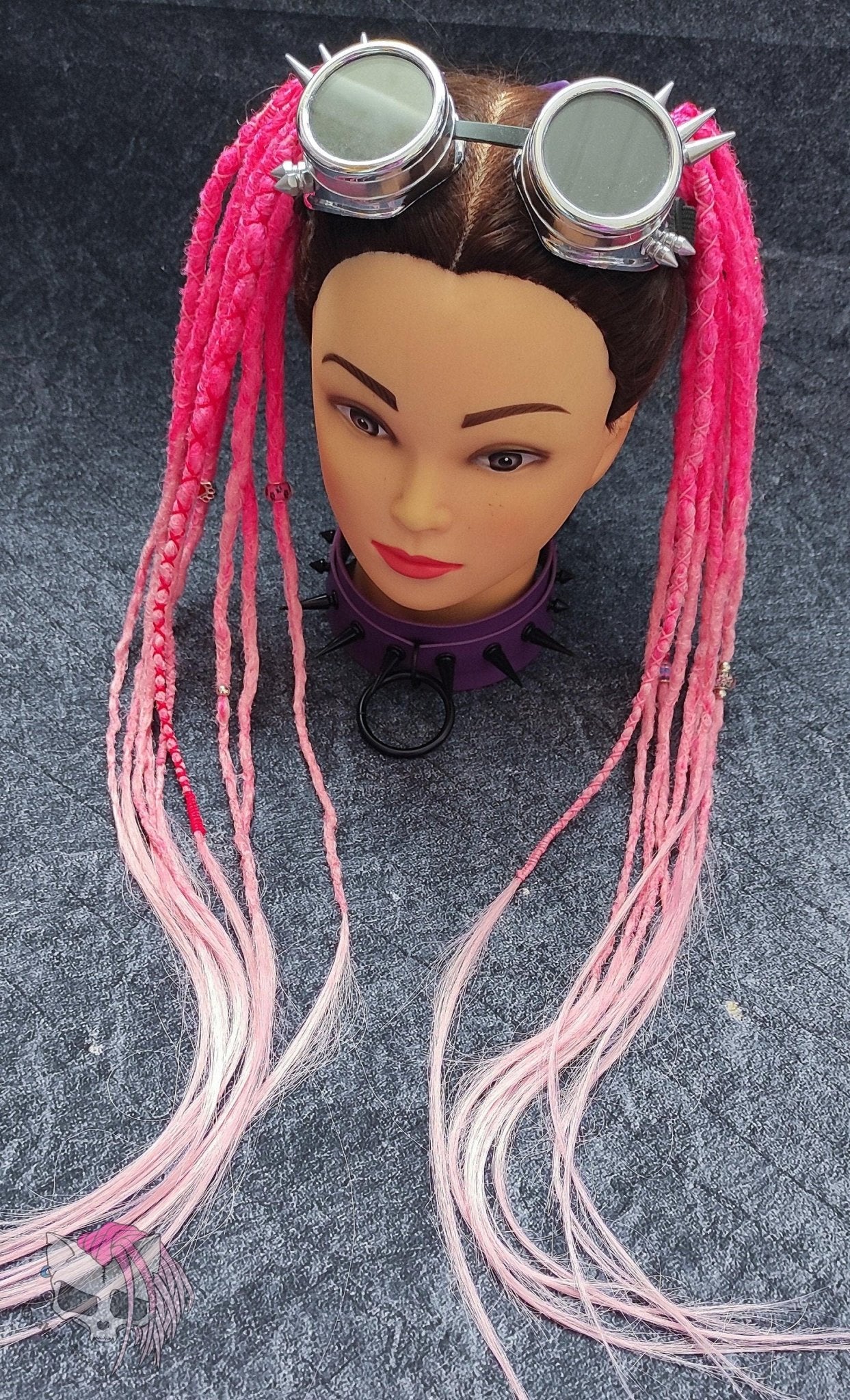Pink Synthetic Dreads on elastic bands for hair