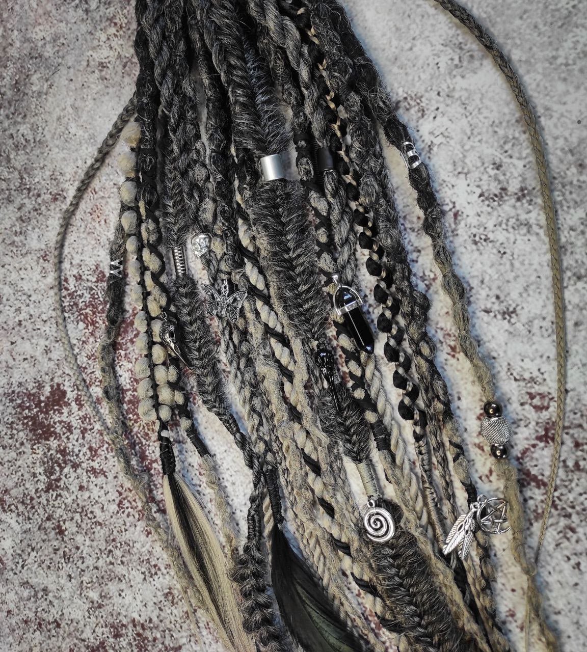 Black to Grey Ombre Dreads with Braids