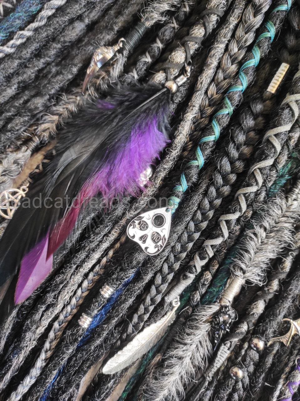 Goth Style Crochet Dreads with Ashy Gray, Dark Teal, Blue and Purple