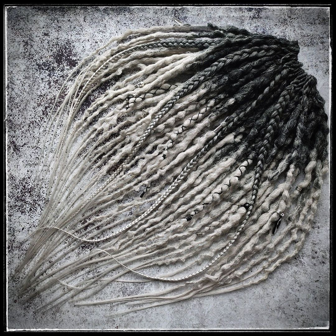Black to Grey Ombre Synthetic Dreads