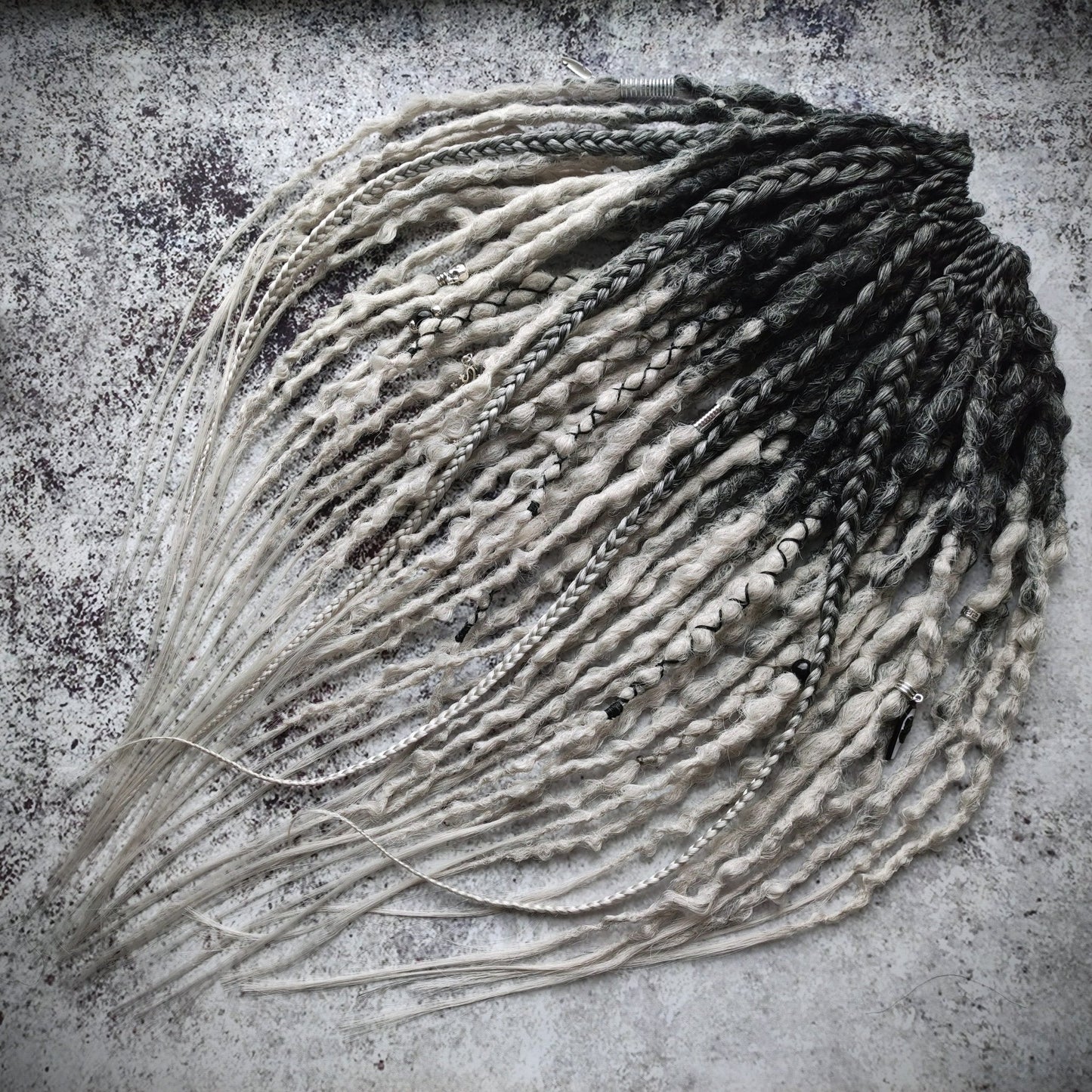 Black to Grey Ombre Synthetic Dreads