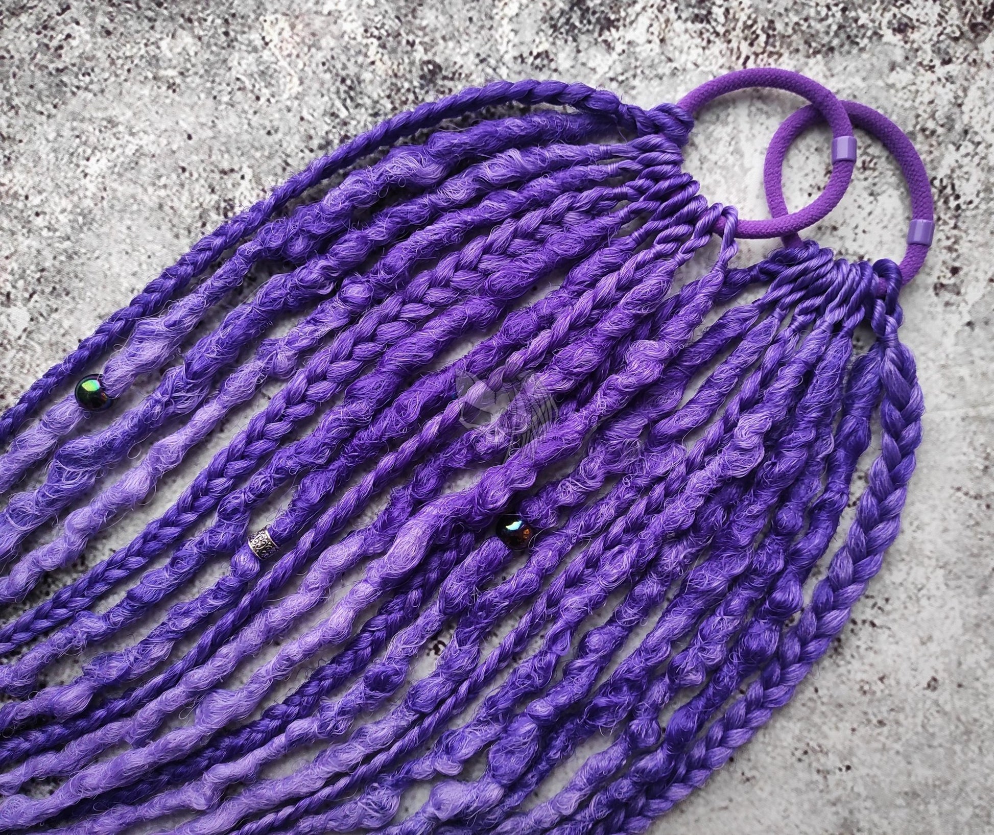 Purple Synthetic Dreads with Elastic Hair bands