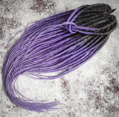 Dark Grey to Purple Ombre Smooth Synthetic Dreads
