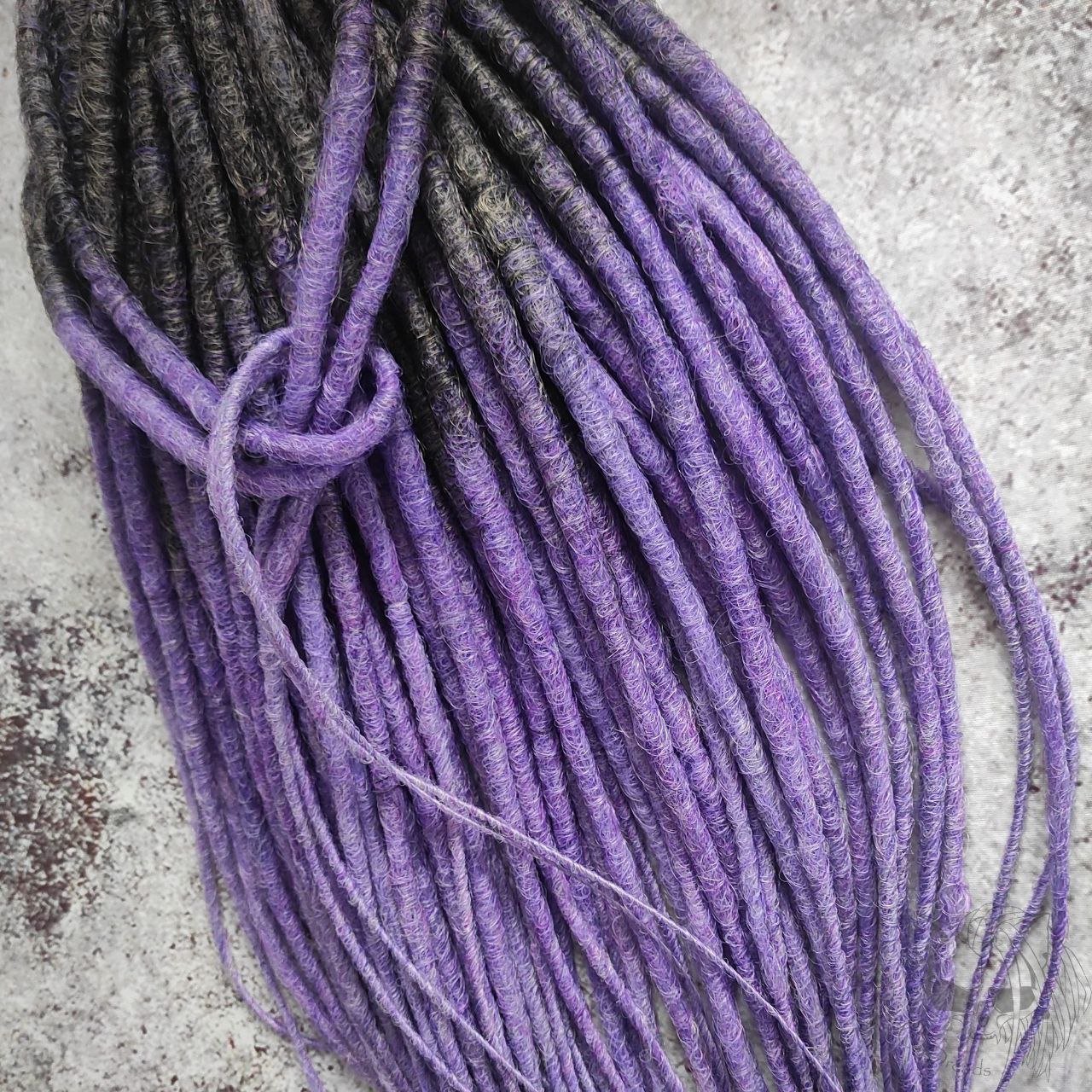 Dark Grey to Purple Ombre Smooth Synthetic Dreads