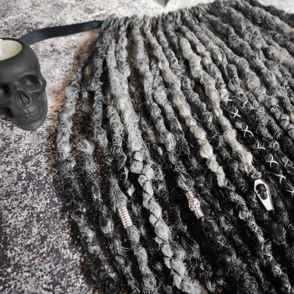 Goth Style Grey to Black Synthetic Dreads textured shape